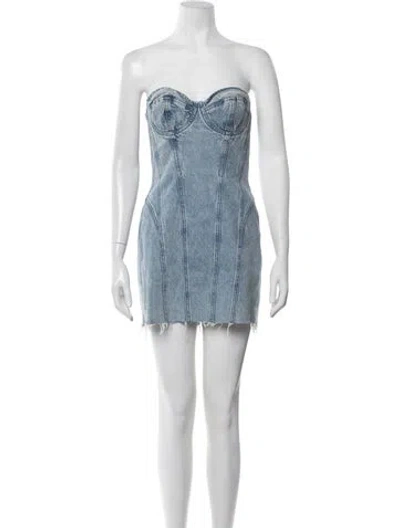 Pre-owned Grlfrnd Strapless Mini Dress In Blue