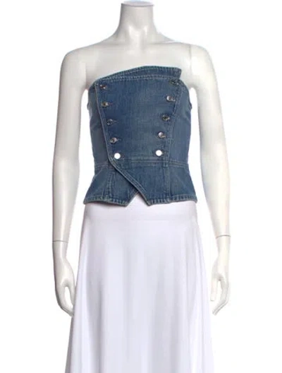 Pre-owned Grlfrnd Strapless Top In Blue
