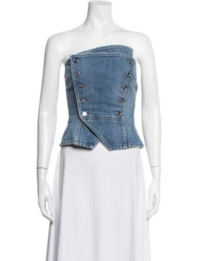Pre-owned Grlfrnd Strapless Top In Blue/white