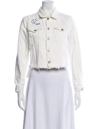 Pre-owned Grlfrnd Striped Denim Jacket In White