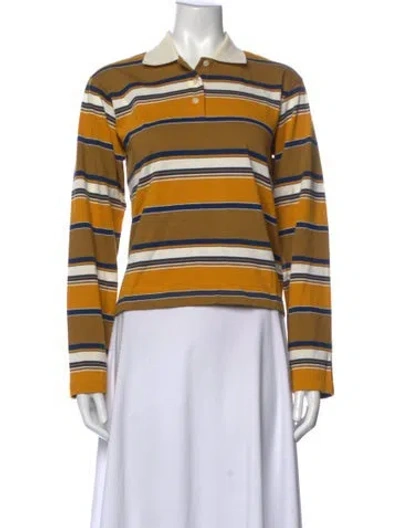 Pre-owned Grlfrnd Striped Long Sleeve Polo In Yellow