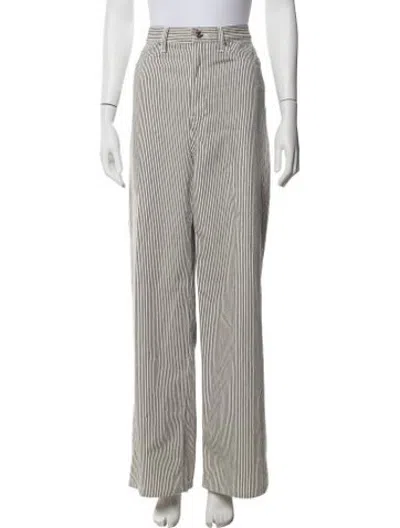 Pre-owned Grlfrnd Striped Wide Leg Pants In Neutrals