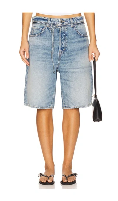 Grlfrnd Taylor Oversized Belted Jort In Blue