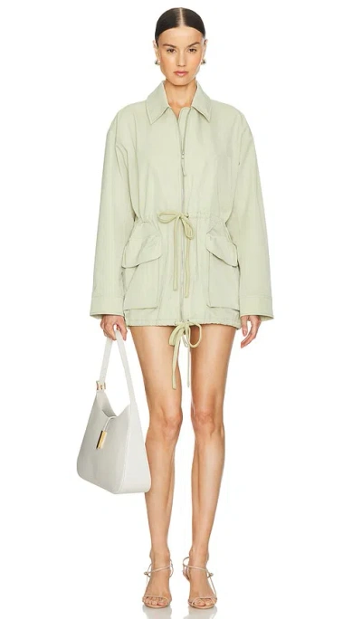 Grlfrnd Tech Gabardine Parka Jacket In Light Olive