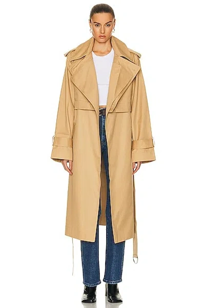 Grlfrnd The Convertible Trench Coat In British Tan