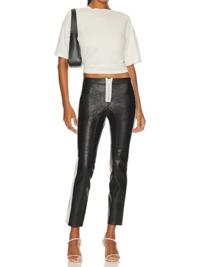 GRLFRND THE LEATHER MOTO PANT IN BLACK/WHITE