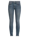 Grlfrnd Woman Jeans Blue Size 24 Cotton, Lycra In Blue