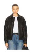 Grlfrnd Wren Leather Bomber In Black