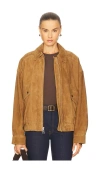 Grlfrnd Wren Suede Bomber In Brown