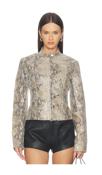 Grlfrnd X Sophia Kelly Amari Leather Moto In Animal Print