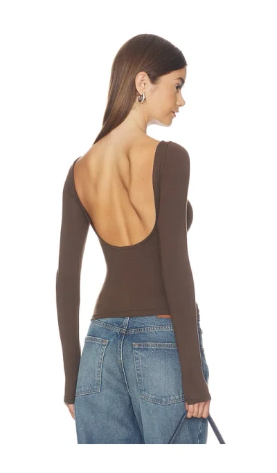 Grlfrnd X Sophia Kelly Open-back Long Sleeve Tee In Brown