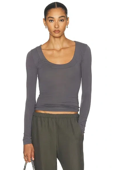 Grlfrnd X Sophia Kelly Scoop Neck Long Sleeve Tee In Gray