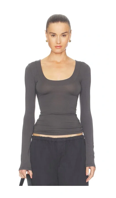 Grlfrnd X Sophia Kelly Scoop Neck Long Sleeve Tee In Gray