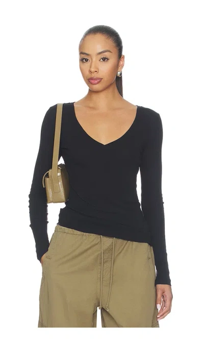 Grlfrnd X Sophia Kelly Sheer V-neck Tee In Black