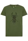 Grobund Men's  Alfie T-shirt - The Moss Green With Stags Beetle In Green