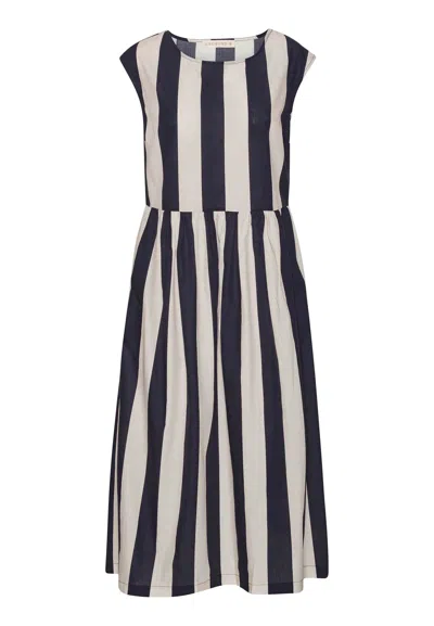 Grobund Women's Blue  Mathilde Dress - The One With Canopy-stripes In Multi