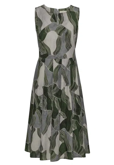 Grobund Women's Green  Christiane Dress - The One With Abstract Landscape