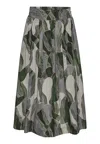 Grobund Women's Green  Mette Skirt - The Long One With Abstract Landscape