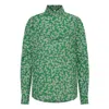 Grobund Women's Green The  Ellen Shirt - The One With A High Collar And Flowers In Green