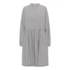 Grobund Women's Grey  Sigga Dress - The One With Buttons In Gray Melange In Grey
