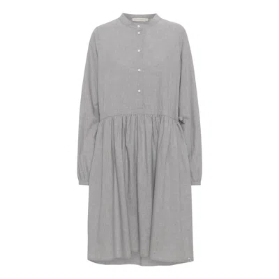 Grobund Women's Grey  Sigga Dress - The One With Buttons In Gray Melange