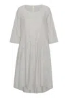 Grobund Women's Grey The  Nuka Dress - The One With Stripes In Linen And Cotton In Grey
