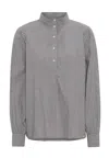 Grobund Women's Grey The  Sonja Shirt - The One With A High Collar In Gray Mélange In Grey