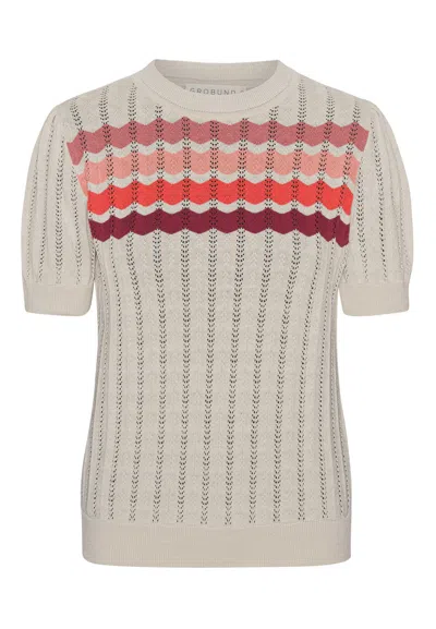 Grobund Women's  Almine Tee - It Stripes In Red Colors