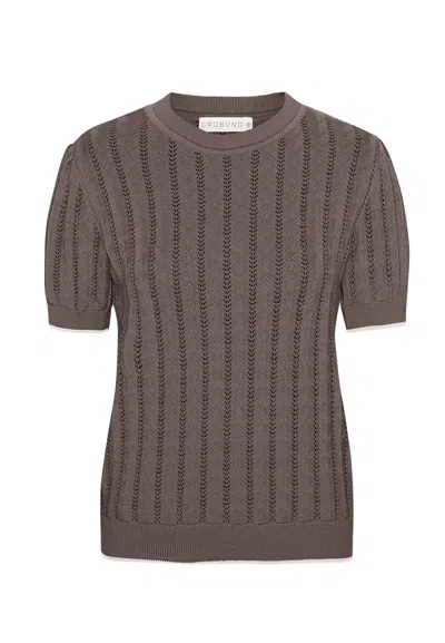 Grobund Women's  Almine Tee – In Nougat Brown With Contrast Trim