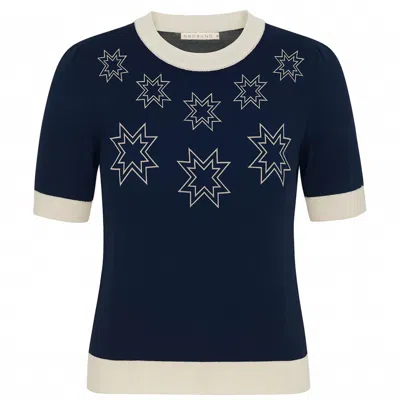 Grobund Women's  Alva Tee - The Blue One With Christmas Stars