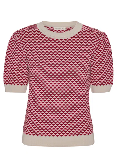 Grobund Women's  Alva Tee - The One With A Wine Red Pattern