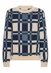 Grobund Women's  Frida Knitted Blouse - The One With Blue Checks In Blue