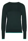 Grobund Women's  Ingeborg Knitted Blouse - The One In Dark Green With Contrast Edge In Green