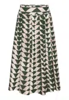 Grobund Women's  Mette Skirt - Long In Green Quilt Pattern