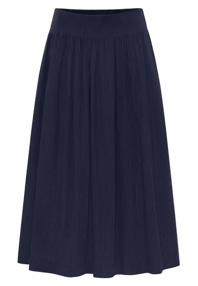Grobund Women's  Mette Skirt - The Long One In Navy Blue Corduroy