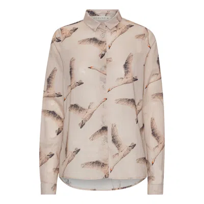 Grobund Women's Neutrals The  Ella Shirt - The One With Beautiful Geese