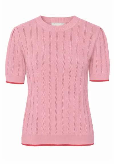Grobund Women's Pink  Almine Tee – In Soft Rose With Contrast Trim