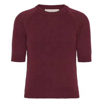 Grobund Women's Pink / Purple  Freja Knit Tee - The One In Dark Plum In Pink/purple