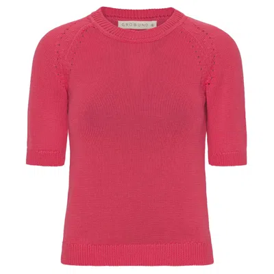 Grobund Women's Pink / Purple  Freja Knit Tee - The One In Warm Pink In Pink/purple