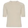 Grobund Women's White  Freja Knit Tee - The One In Beige In White