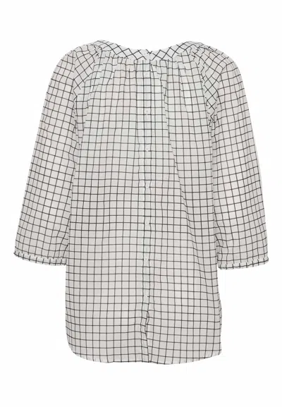 Grobund Women's White  Nadine Blusen - Den Vendbare Med Knapper Og Tern