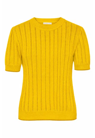 Grobund Women's Yellow  Almine Tee – In Lemon With Contrast Trim