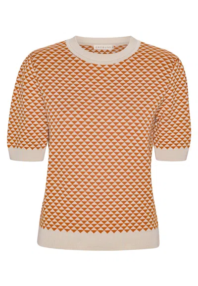 Grobund Women's Yellow / Orange  Alva Tee - The One With A Ochre Pattern In Yellow/orange
