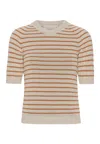 Grobund Women's Yellow / Orange  Ida Knit Tee - The One With Caramel Stripes In Yellow/orange