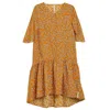 Grobund Women's Yellow / Orange The  Manilla Dress – The Bohemian One In Turmeric With Flowers In Yellow/orange