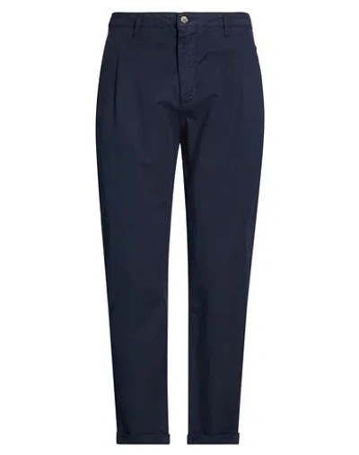 Groowe Man Pants Navy Size 38 Cotton, Linen, Elastane In Blue