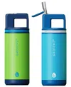 Grosche Alpine Flip 'n Sip 2-pc. Kids Insulated Water Bottle With Straw In Blue,green