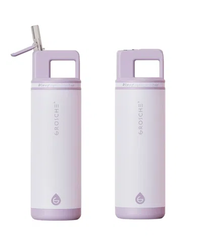 Grosche Alpine Flip 'n Sip Insulated, Leakproof Water Bottle With Straw, 20 Oz, 2pk In Lavender