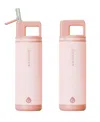 Grosche Alpine Flip 'n Sip Insulated, Leakproof Water Bottle With Straw, 20 Oz, 2pk In Pink
