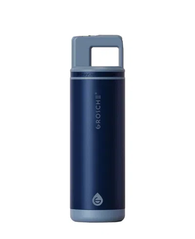 Grosche Alpine Flip 'n Sip Insulated, Leakproof Water Bottle With Straw, 20 oz In Blue